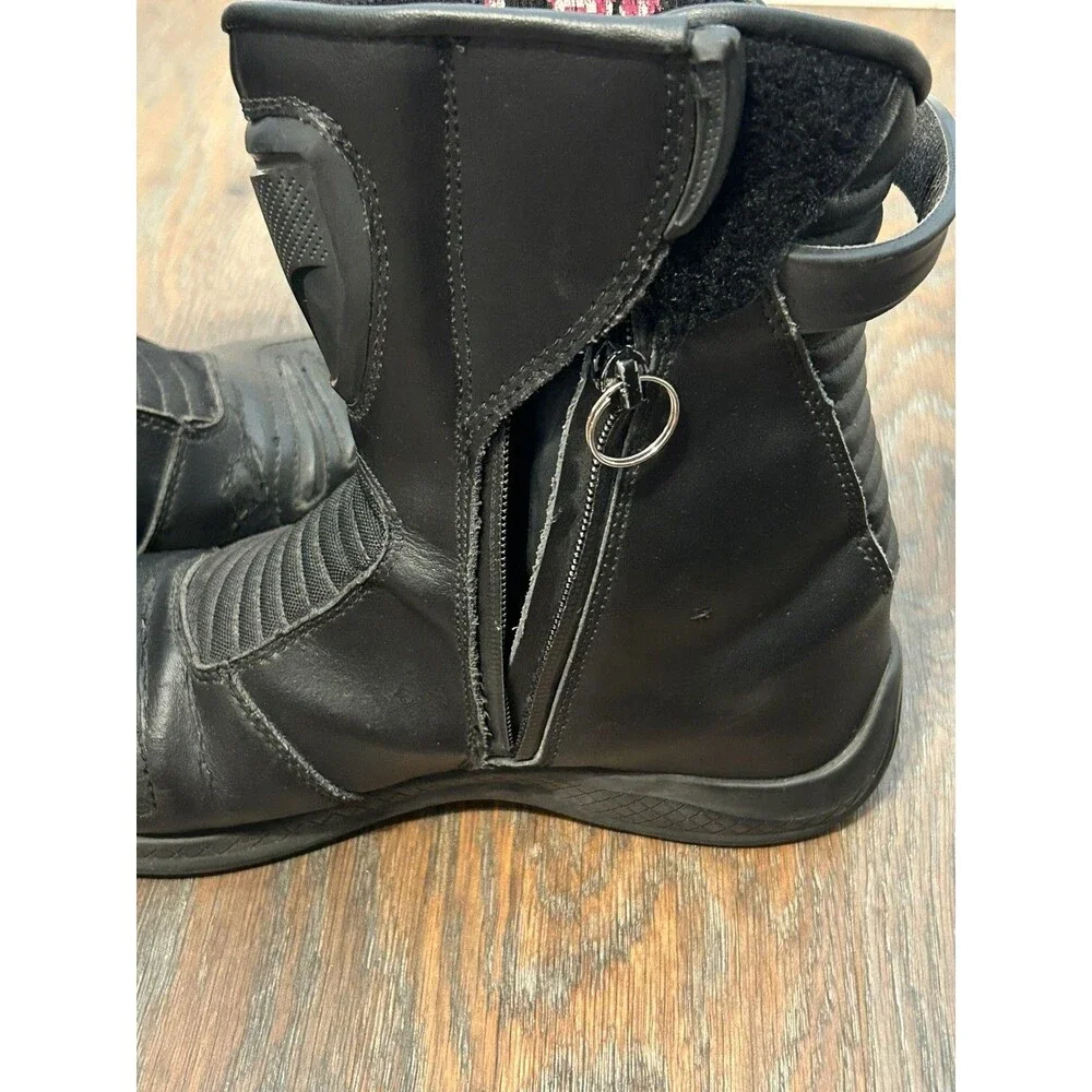 Icon Reign Black Leather Waterproof Side Zip Motorcycle Boot Women Size 9 EUC